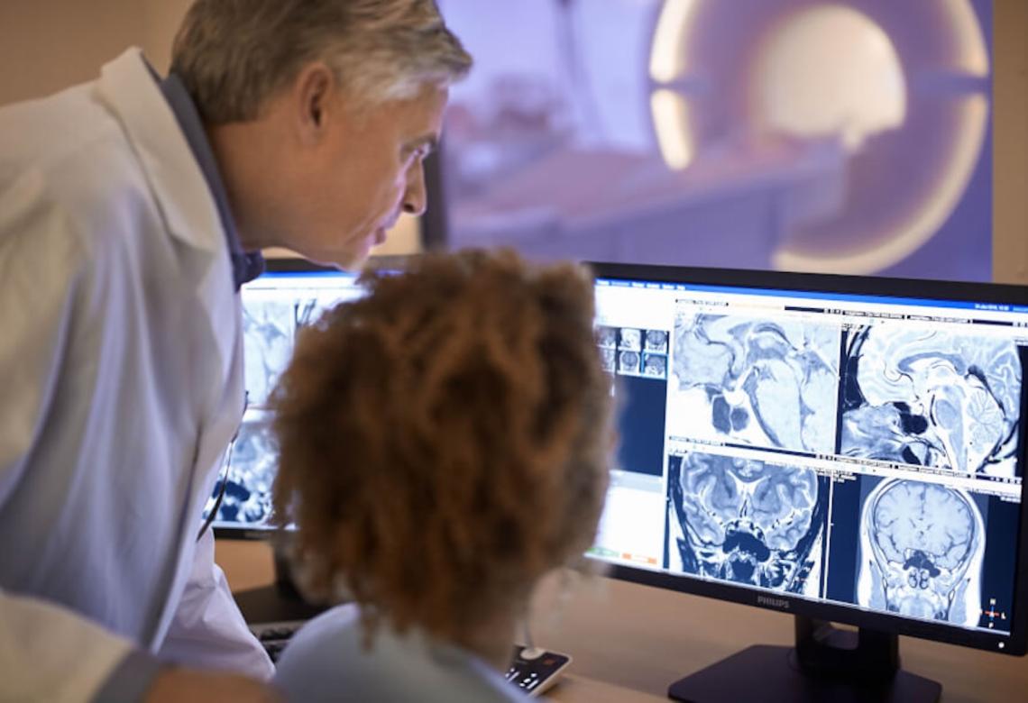 Radiologist interpreting MRI